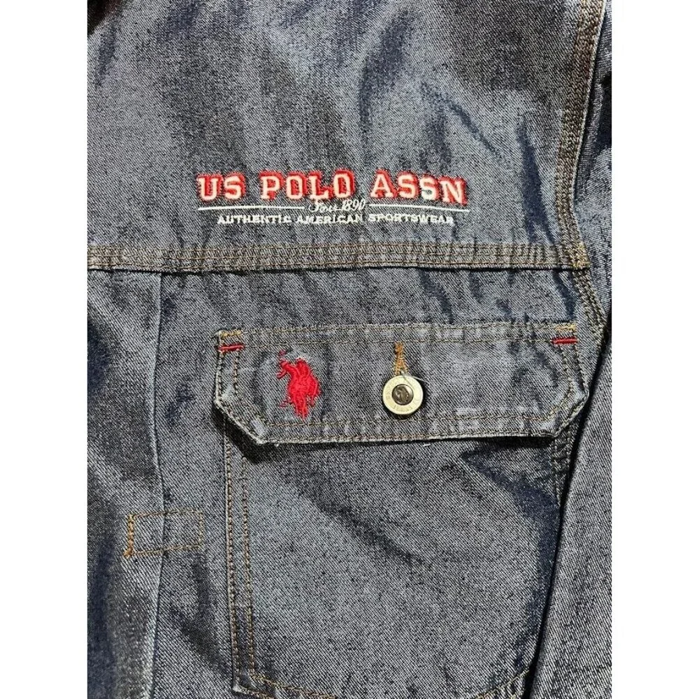 US‎ Polo ASSN Jacket Trucker Adult Large Blue Denim Long Sleeve Button Oversized